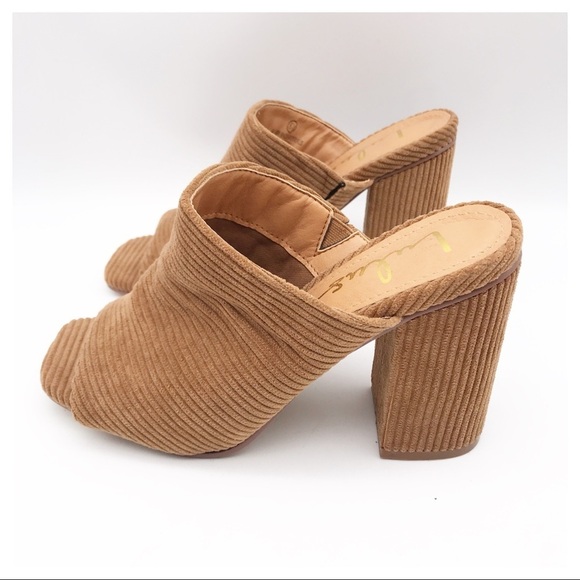 Lulus Raelynn Corduroy Peep-Toe Mules Size 6.5 - Picture 9 of 12
